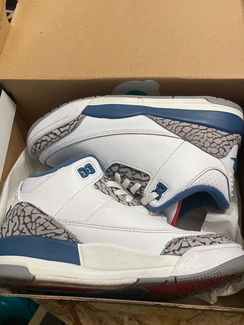 Jordan Retro 3s True Blues Kids White and Blue Retro Basketball Sneakers